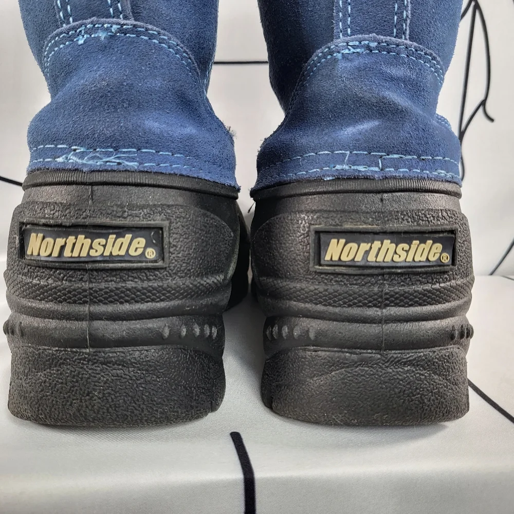 Northside ThermoLite Thin Insulation 9 Denim Blue Black Suede Zip Ankle Boots - Picture 5 of 9